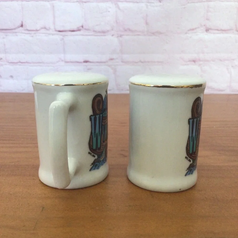 Vintage Wyoming America’s Frontier Ceramic Salt and Pepper Shaker Pair
